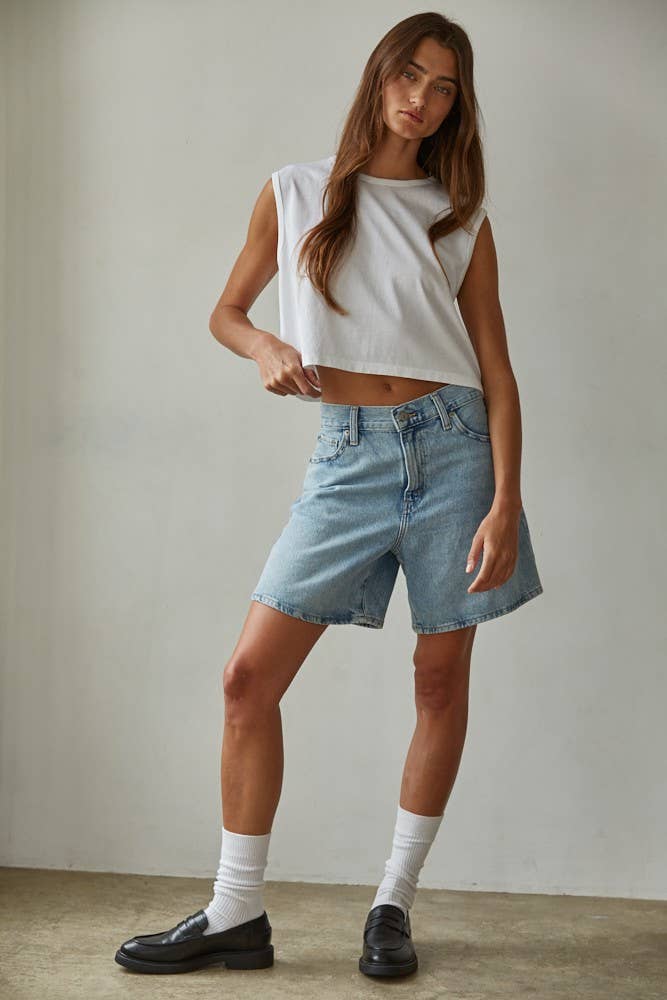 By Together | Knit Cotton Crew Neck Sleeveless Crop Top