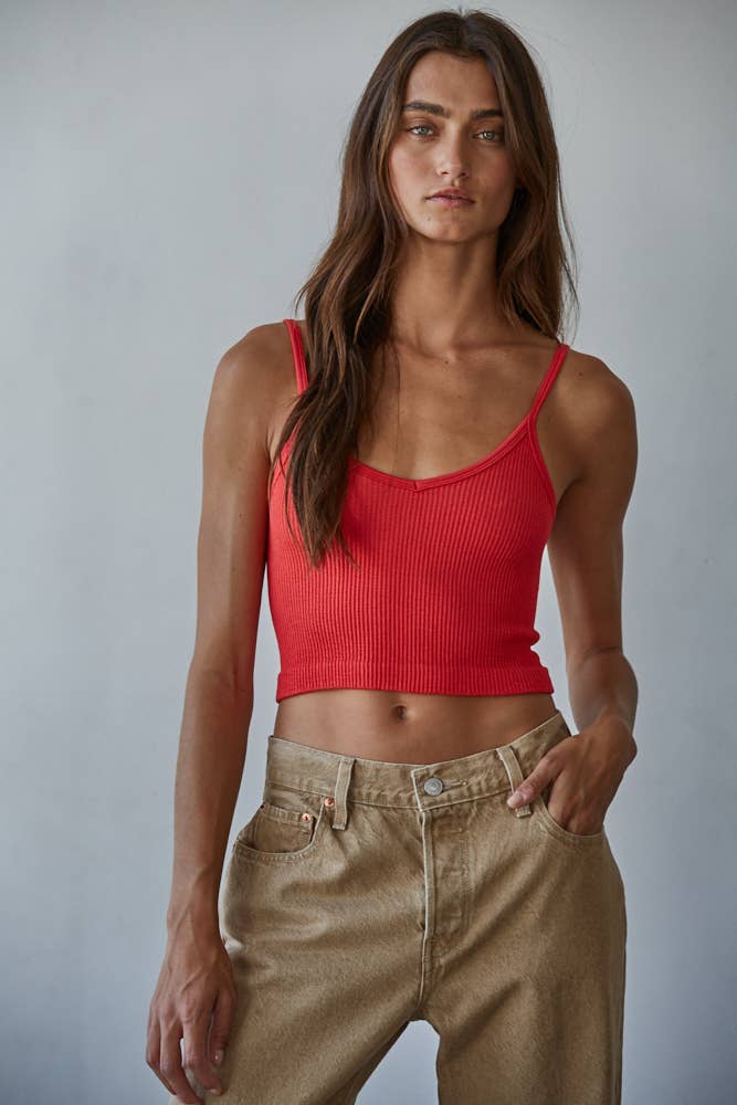 By together | Knit Ribbed Seamless UV Neck Brami