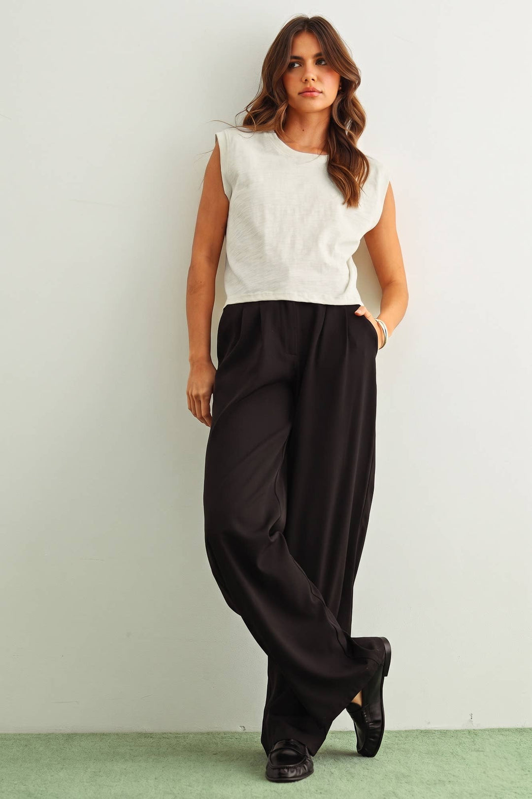 Miou Muse | Round Neck Slub Top