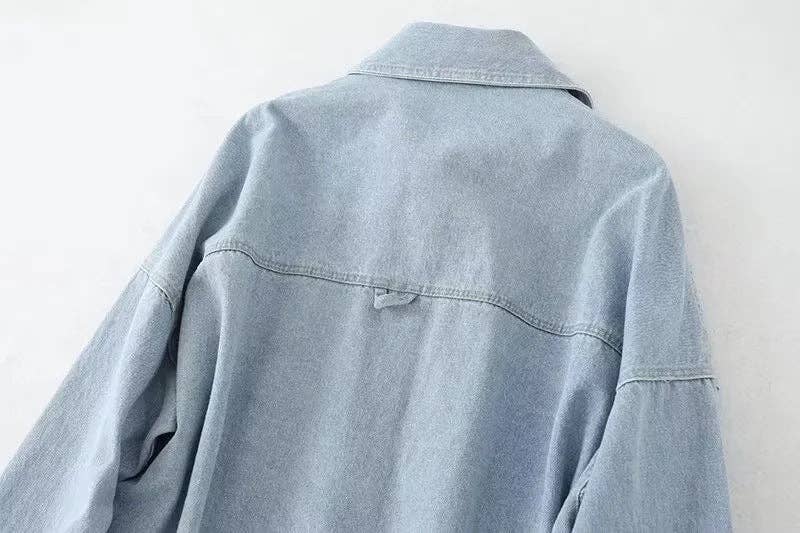 Sweetkama | Ladies Button-Up Pocket Denim Shacket