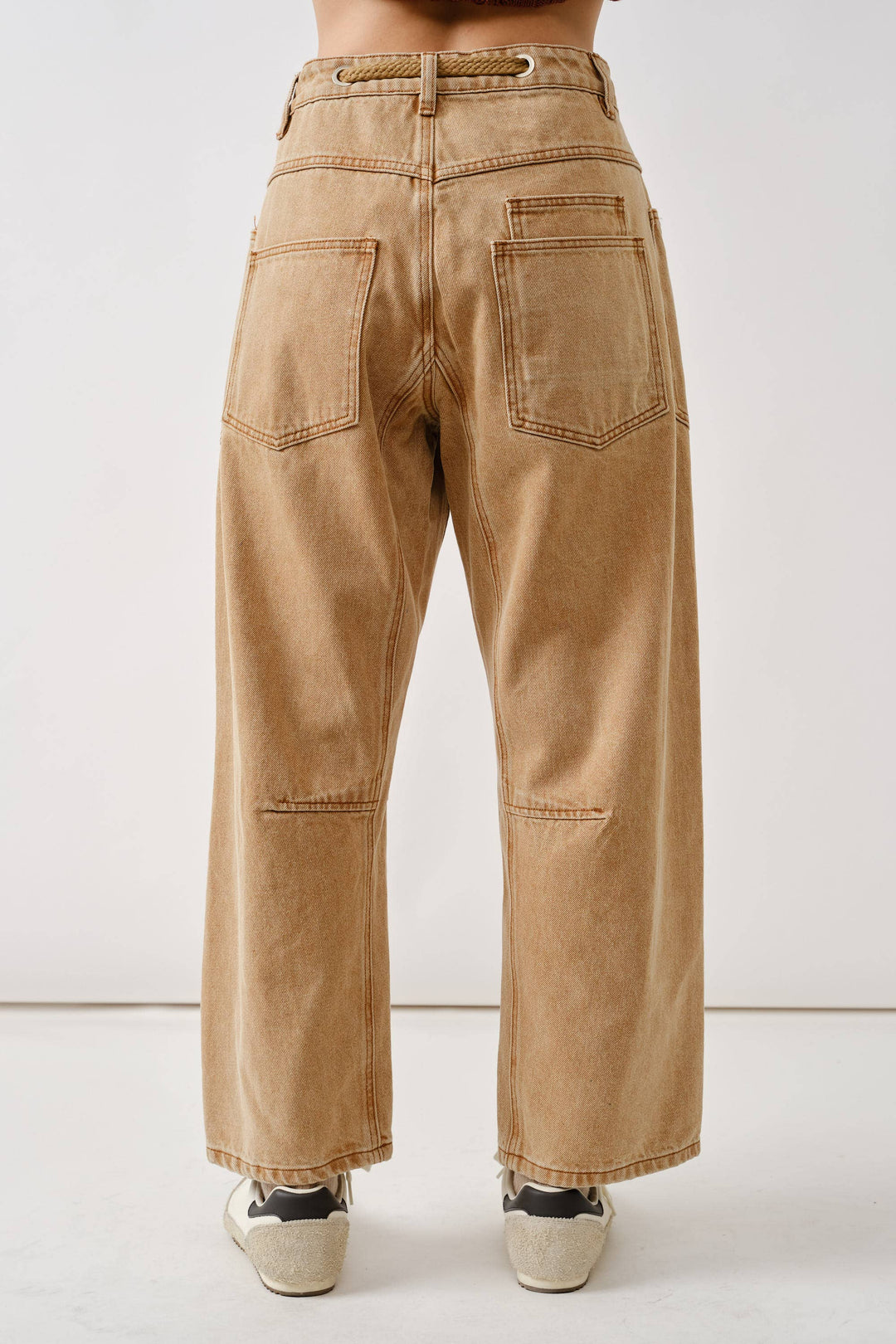 Aaron and Amber | Barrel Denim Pants with Eyelet Waist