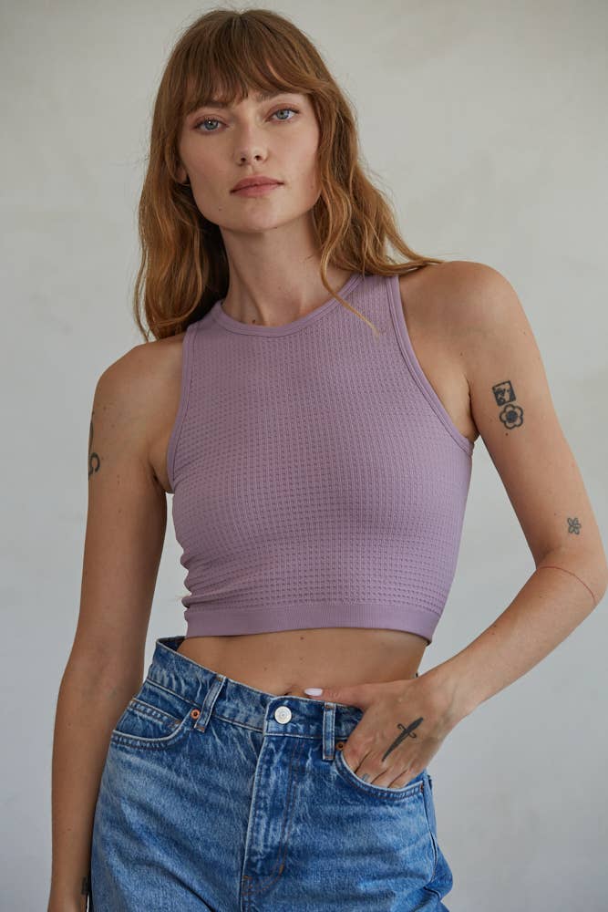 By Together | Seamless Waffle Texture Crop Tank Top