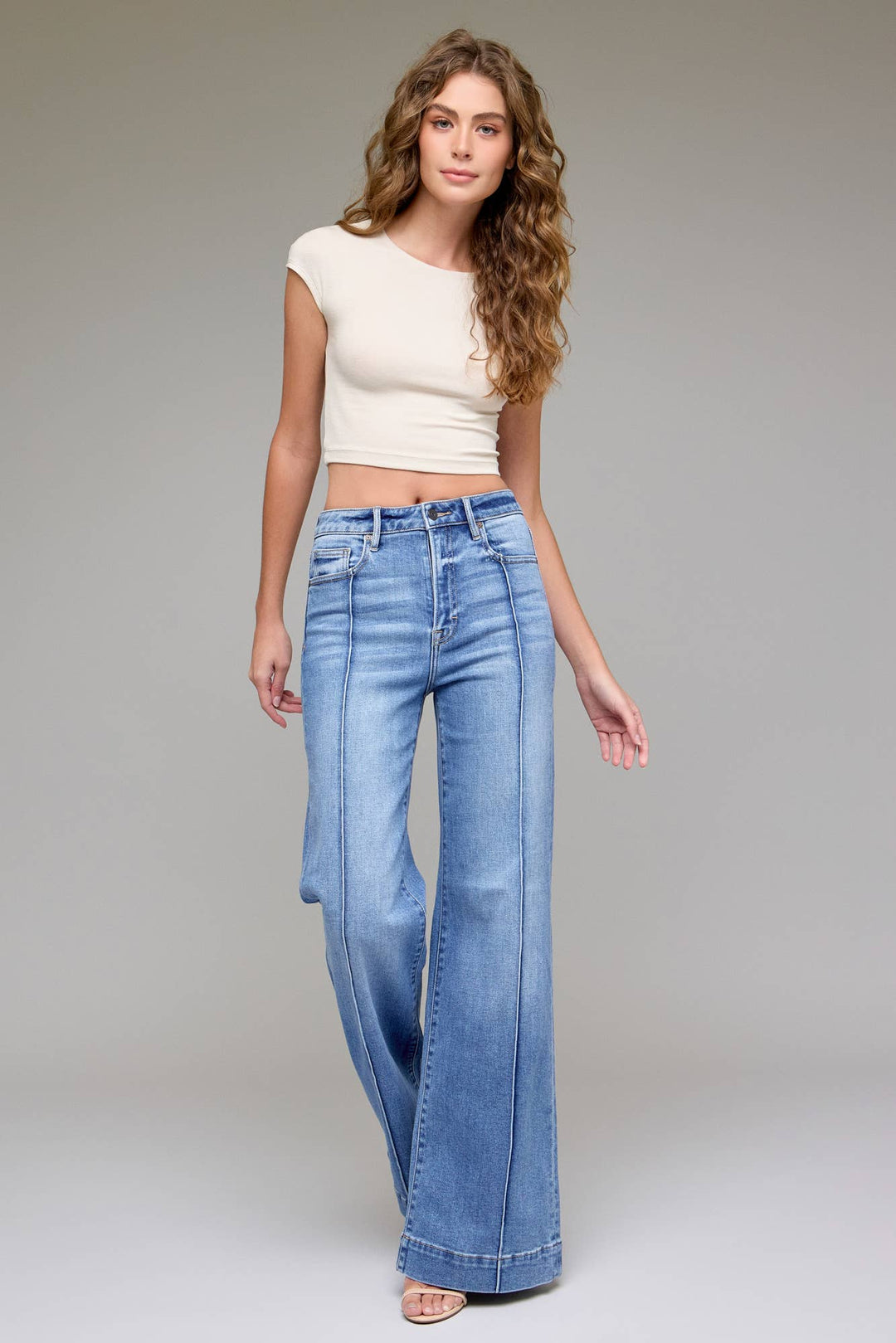 Hidden Jeans | Medium Light Pintuck 33" Inseam Flare