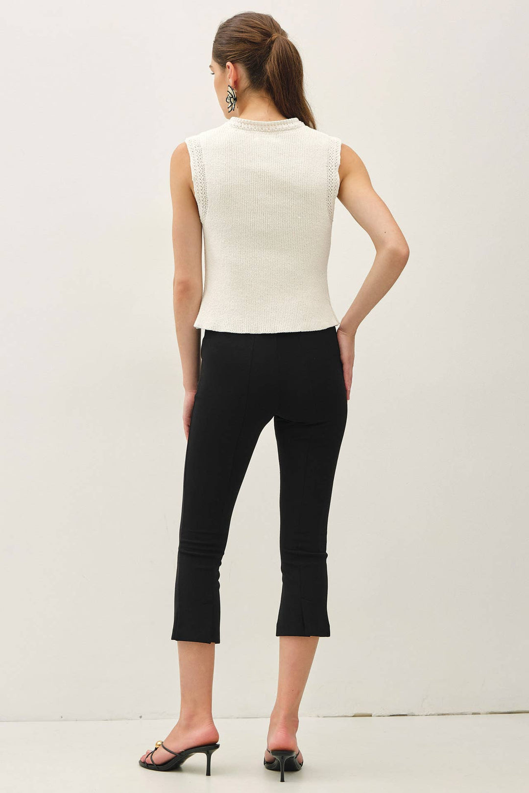 Be Cool | Corchet Trim Button Up Sweater Vest