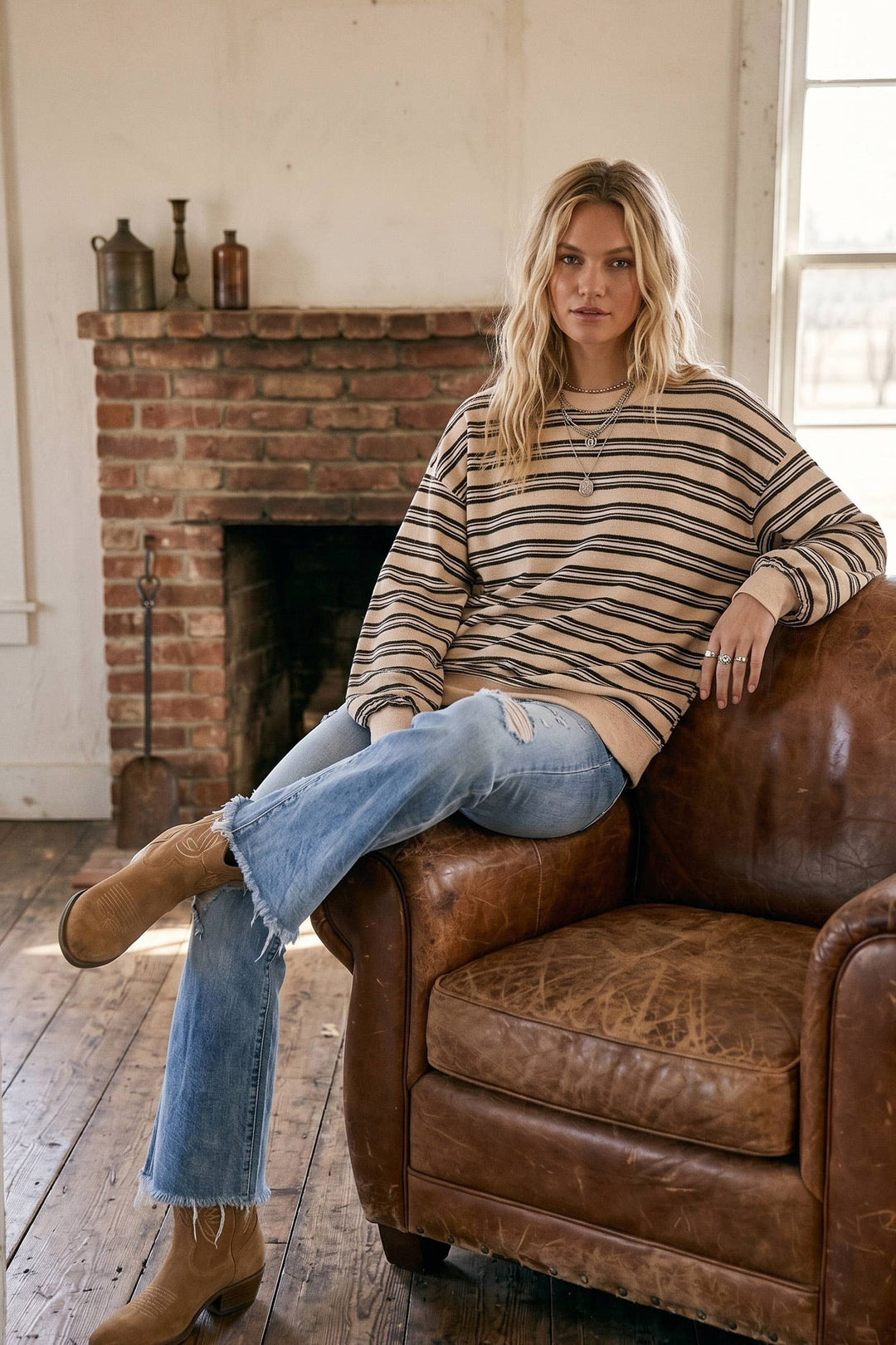 Sewn and Seen | Oversized French Terry Striped Sweatshirt