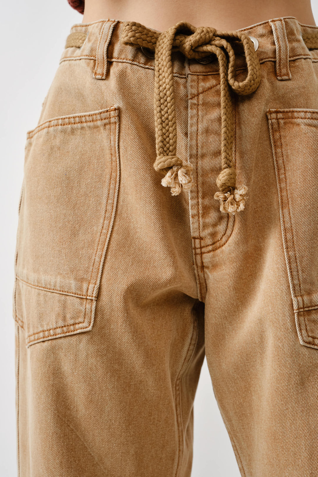 Aaron and Amber | Barrel Denim Pants with Eyelet Waist