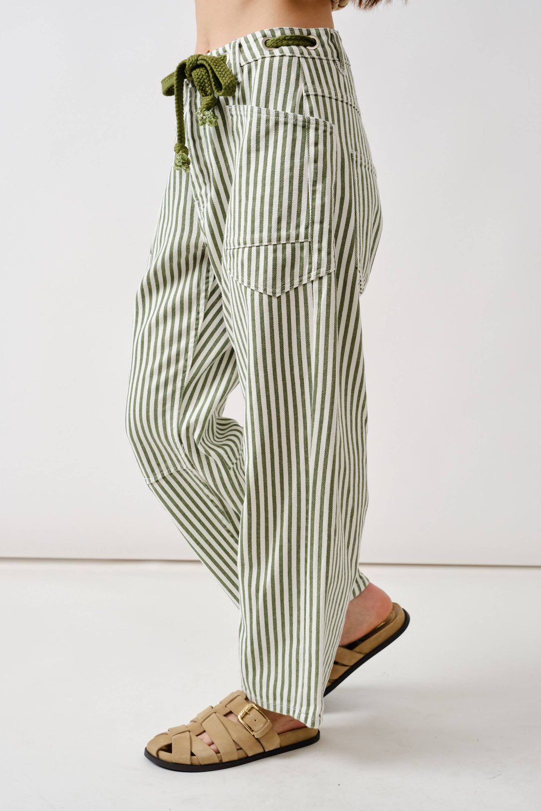 Aaron and Amber | Barrel Denim Pants with Eyelet Waist