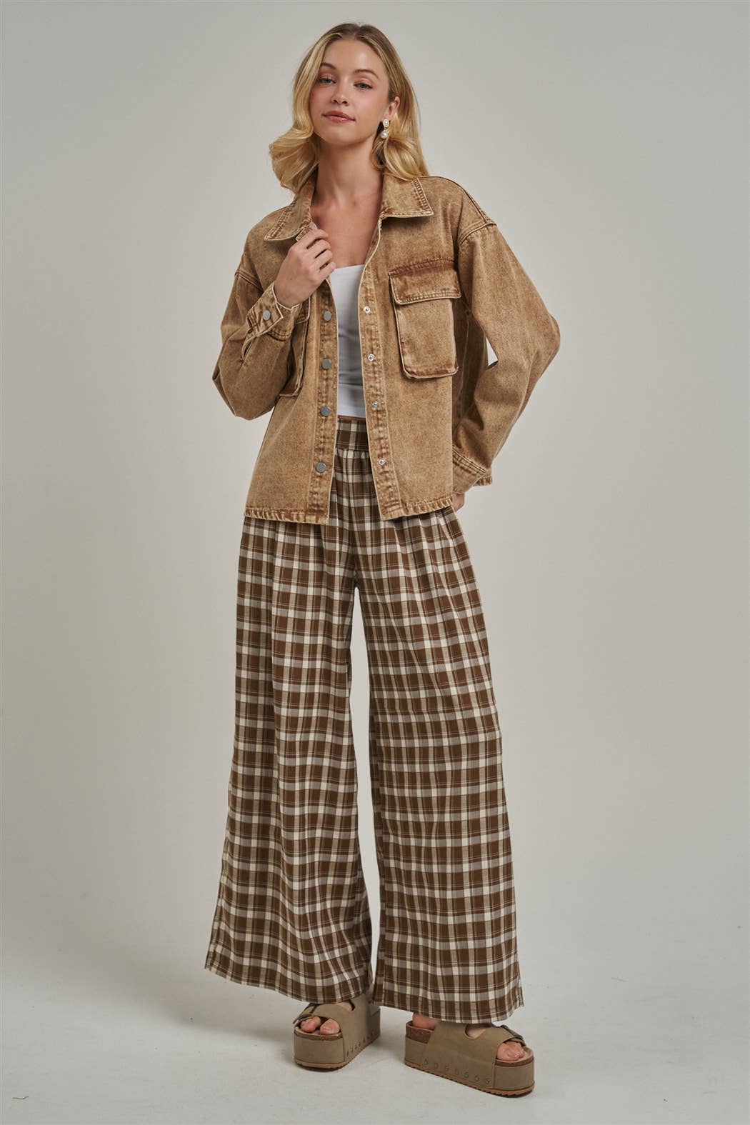 Bon | Fall Plaid Checker Boho Pants
