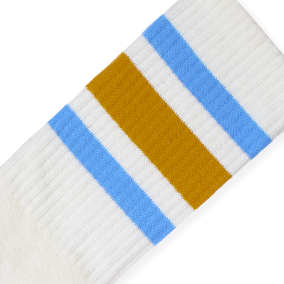 Socco | Columbia Blue & Brass Striped Crew Socks