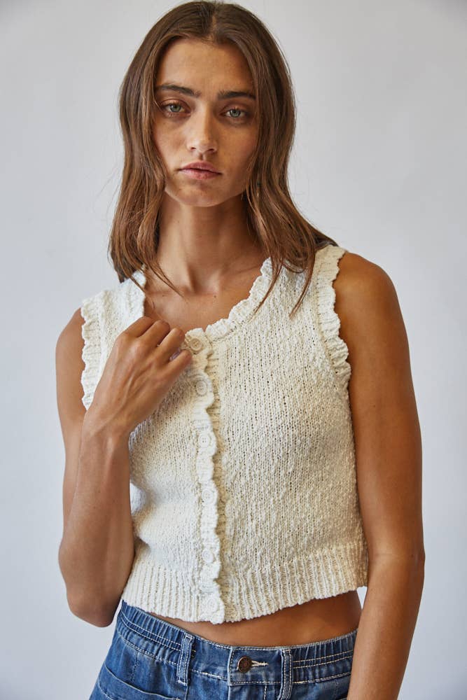 Creamon | Snuggly Cotton Button Knit Vest