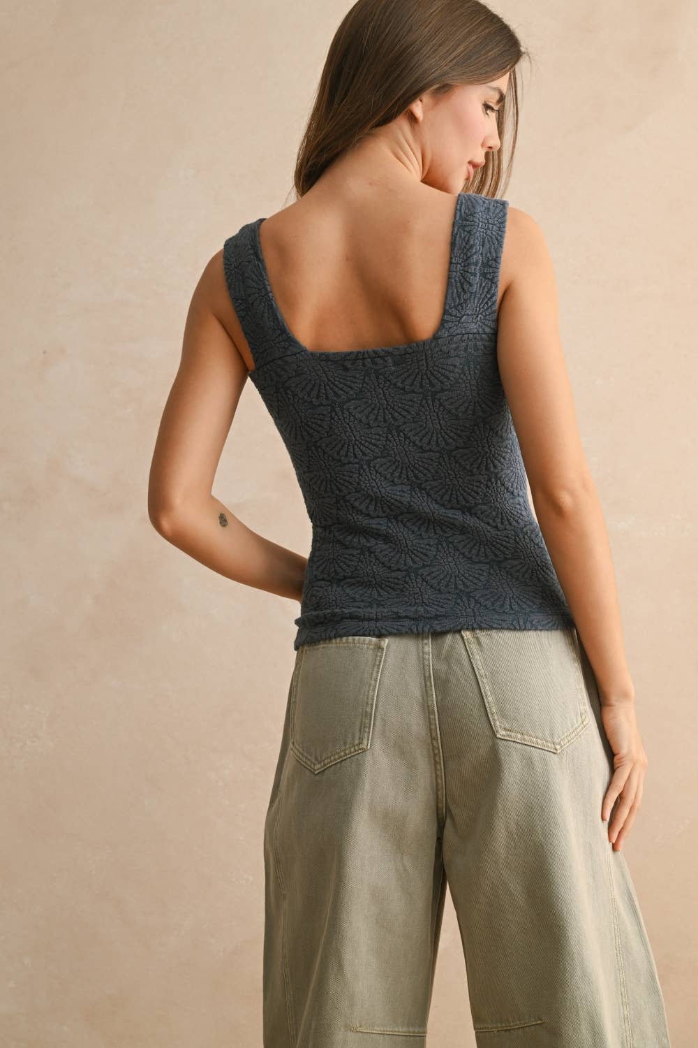 Miou Muse | Washed look detail textured knitted top