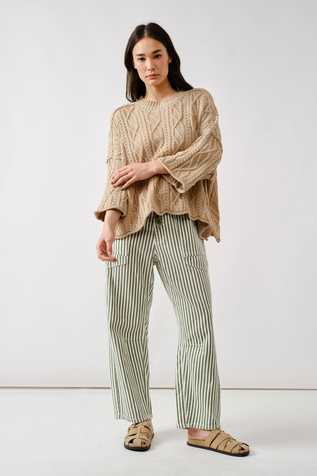 Aaron and Amber | Barrel Denim Pants with Eyelet Waist
