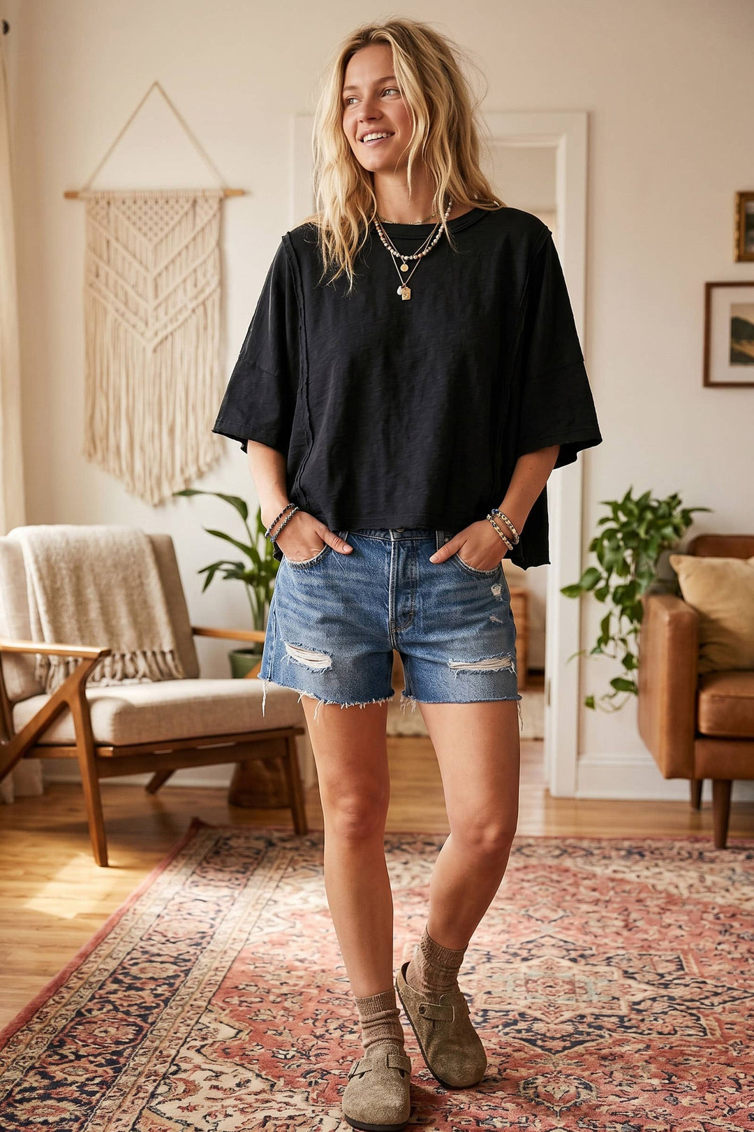 Sewn and Seen | Cotton Slub Raw Edge Oversized Tee