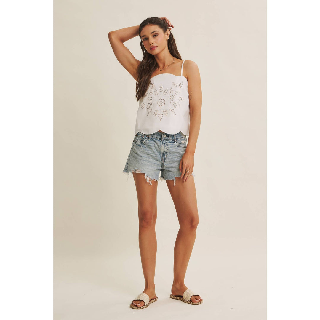 In February | A Line Cut Out Embroidered Cami