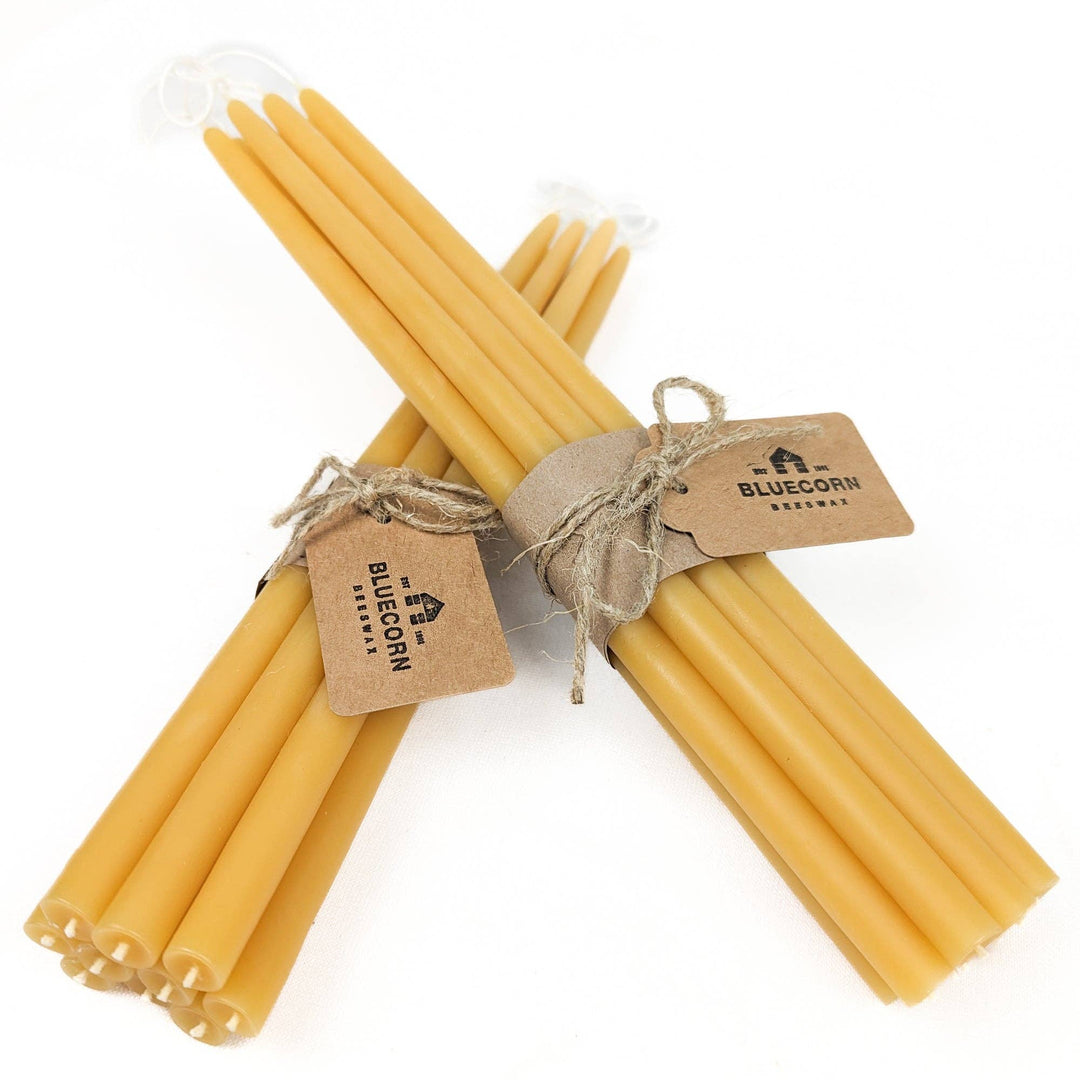 Bluecorn Candles | Thin Beeswax Taper Candles: Hand-Dipped in Colorado