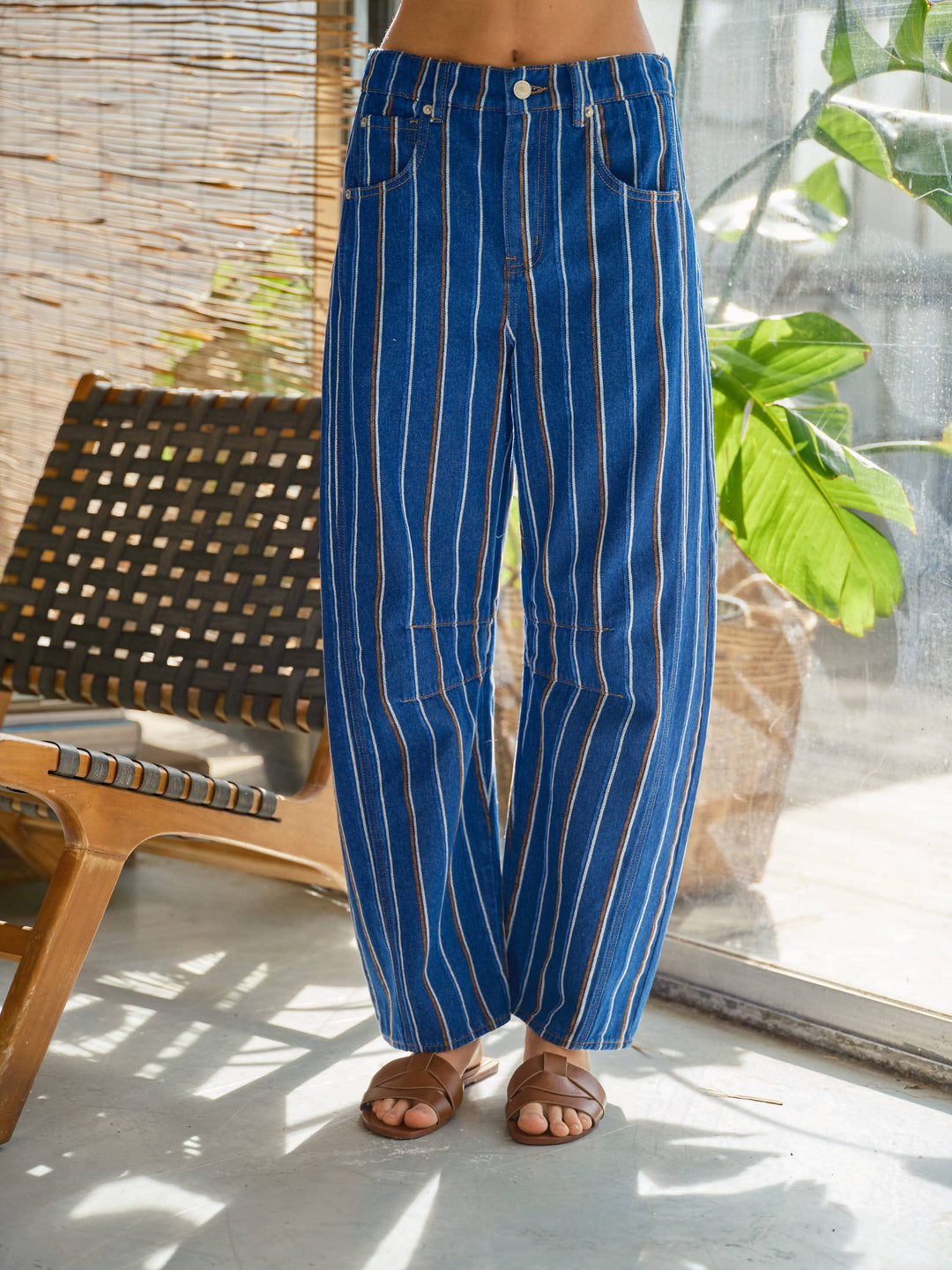 Aaron and Amber | Brushed Striped Barrel Pants