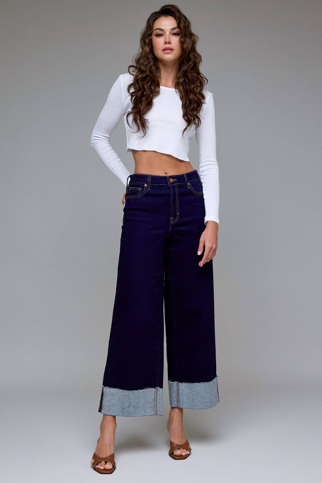 Hidden Jeans | Rinse Wash Cuffed 28" Inseam Wide leg