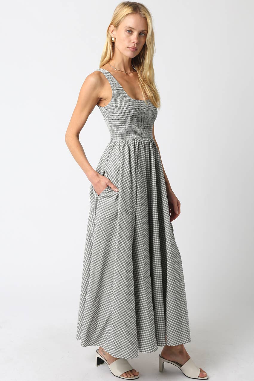 Olivaceous | Ella Sleeveless Gingham Maxi Dress