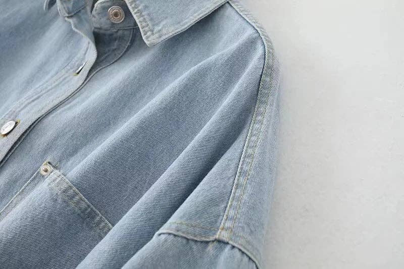 Sweetkama | Ladies Button-Up Pocket Denim Shacket