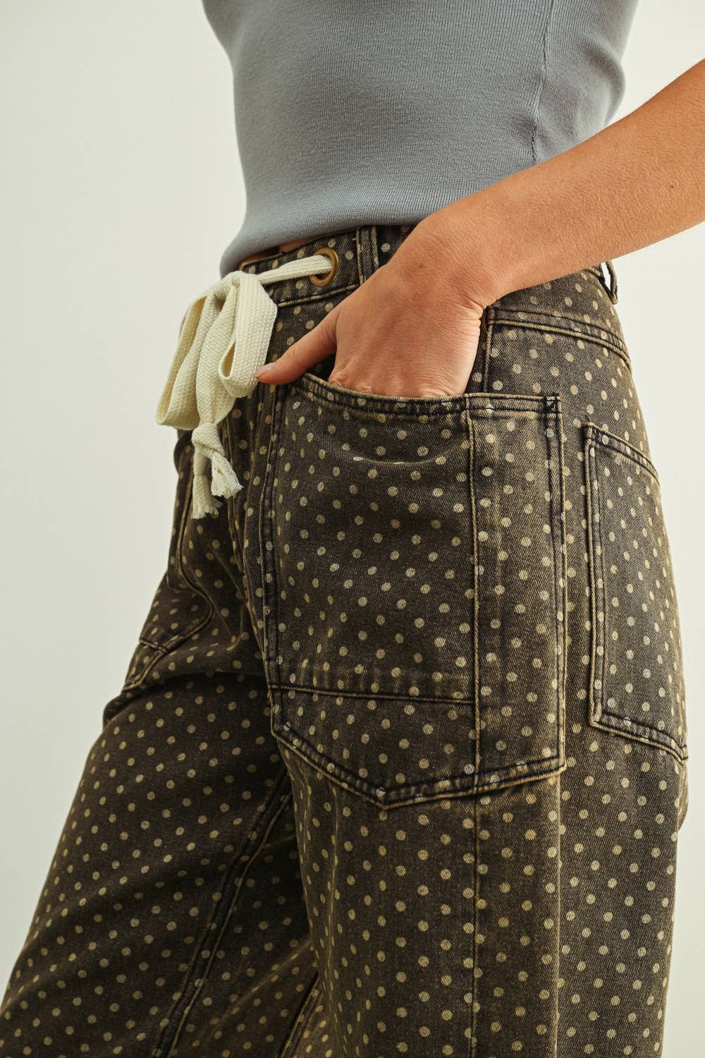 Miou Muse | Polka Dot Printed Barrel Pants