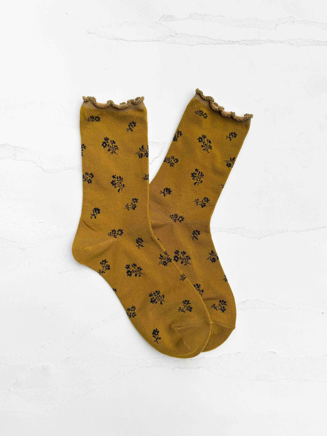 Tiepology | Vintage Tiny Floral Ruffle Cotton Blend Socks