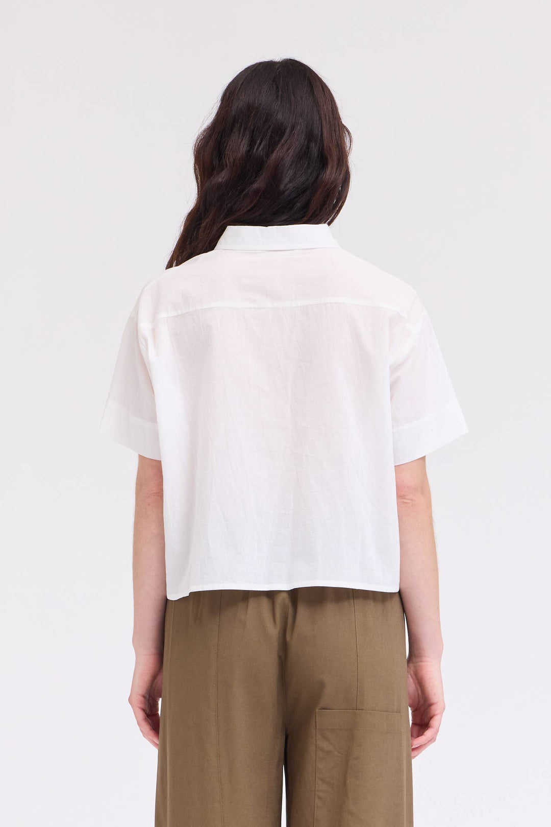 Grade and Gather | Cropped Button Up Shot Sleeve Top 