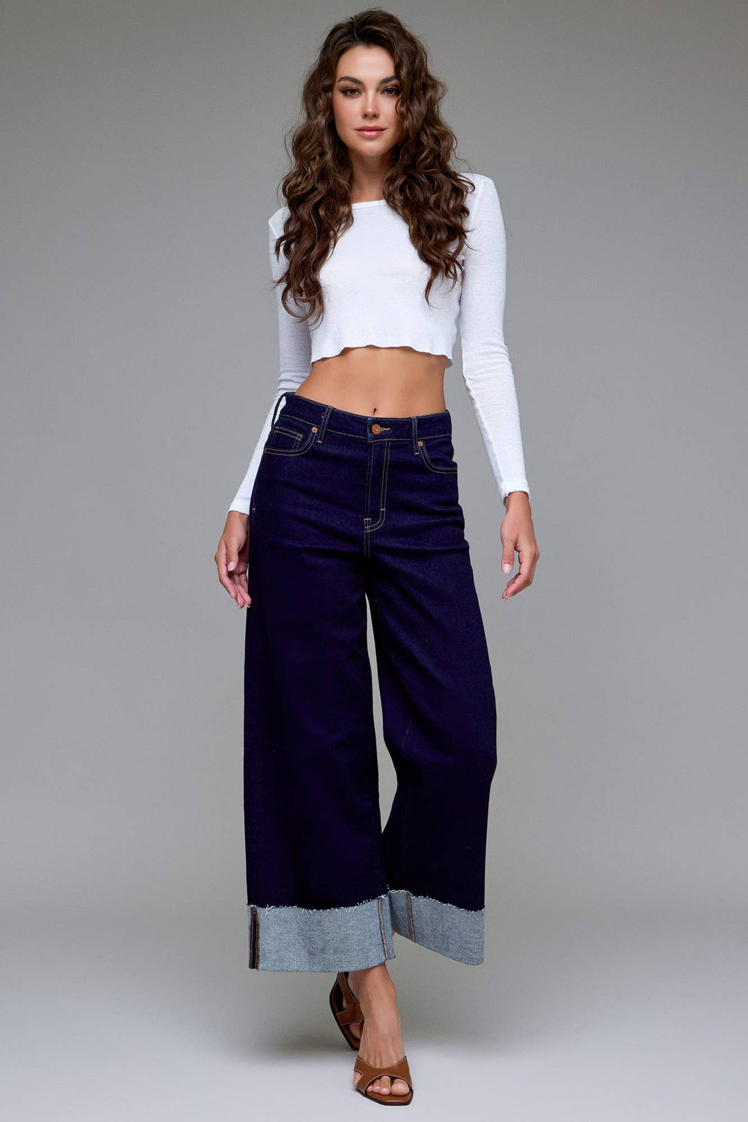 Hidden Jeans | Rinse Wash Cuffed 28" Inseam Wide leg