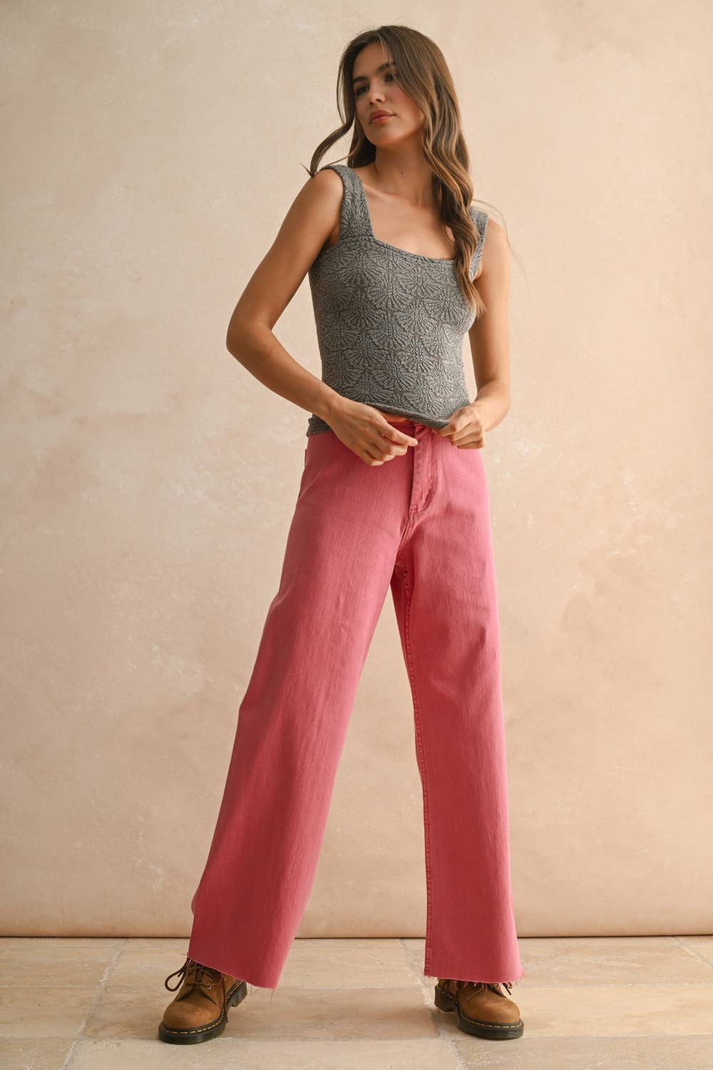 Miou Muse | Washed look detail textured knitted top