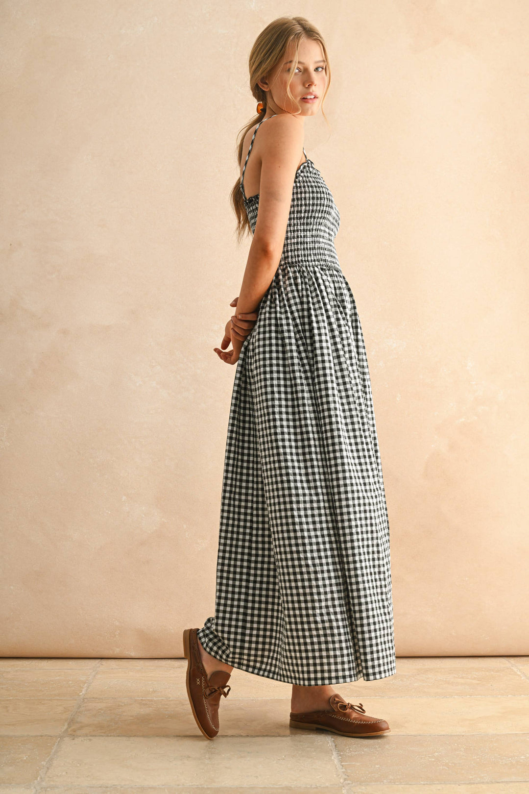 Miou Muse | Gingham Print Midi Dress