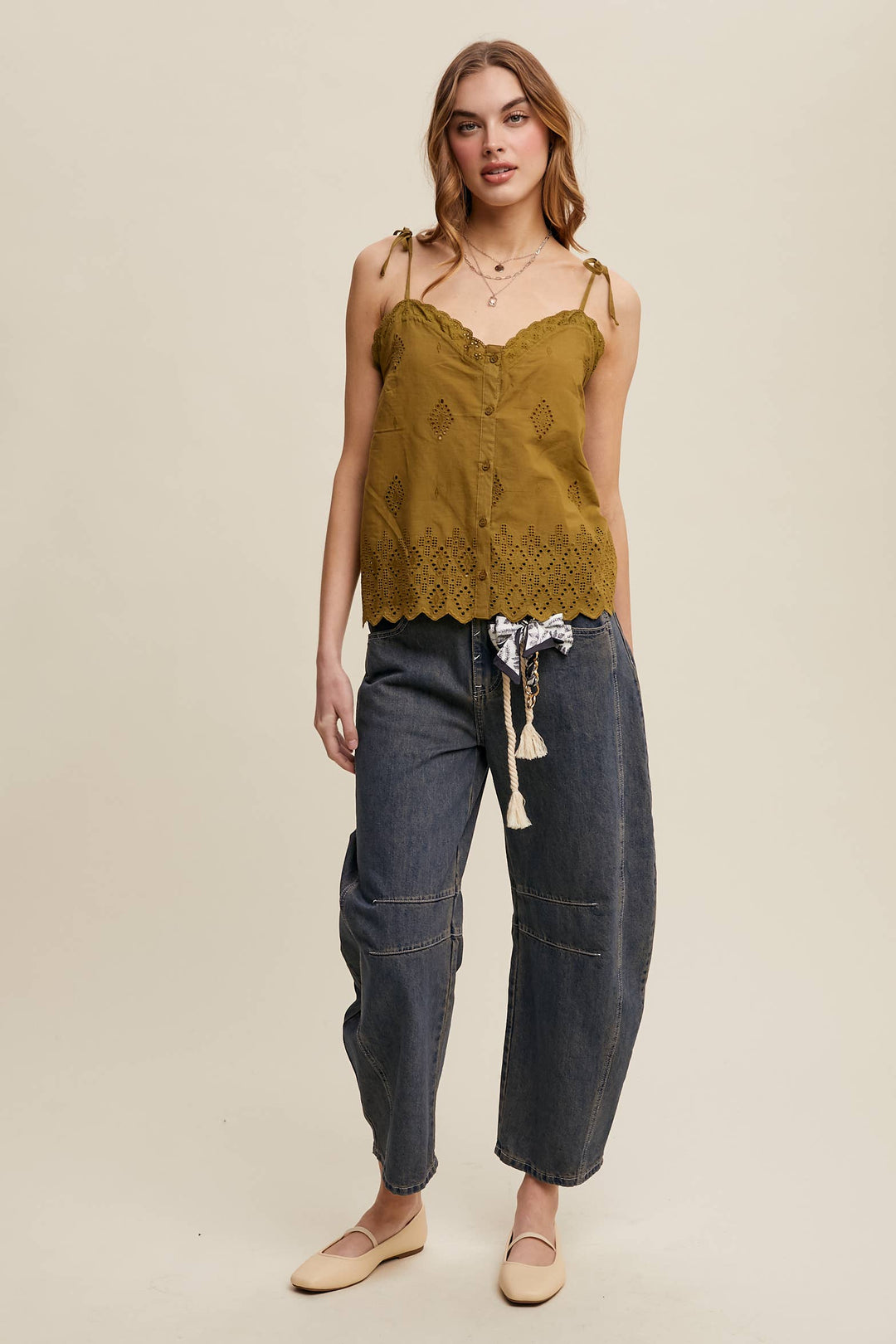 Listicle | Eyelet Embroidered Sleeveless Top