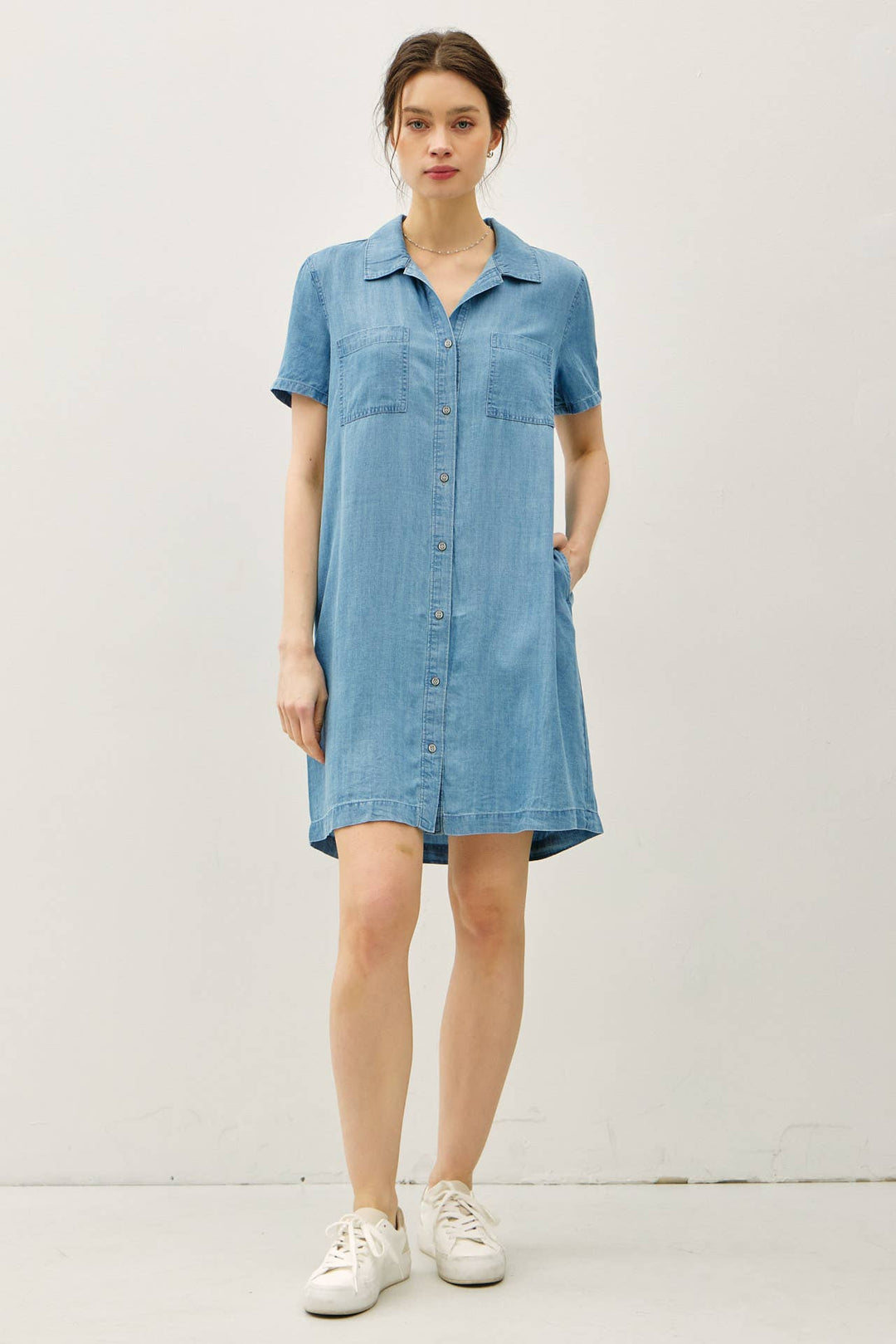 Be Cool | Denim Wash Button Down Dress