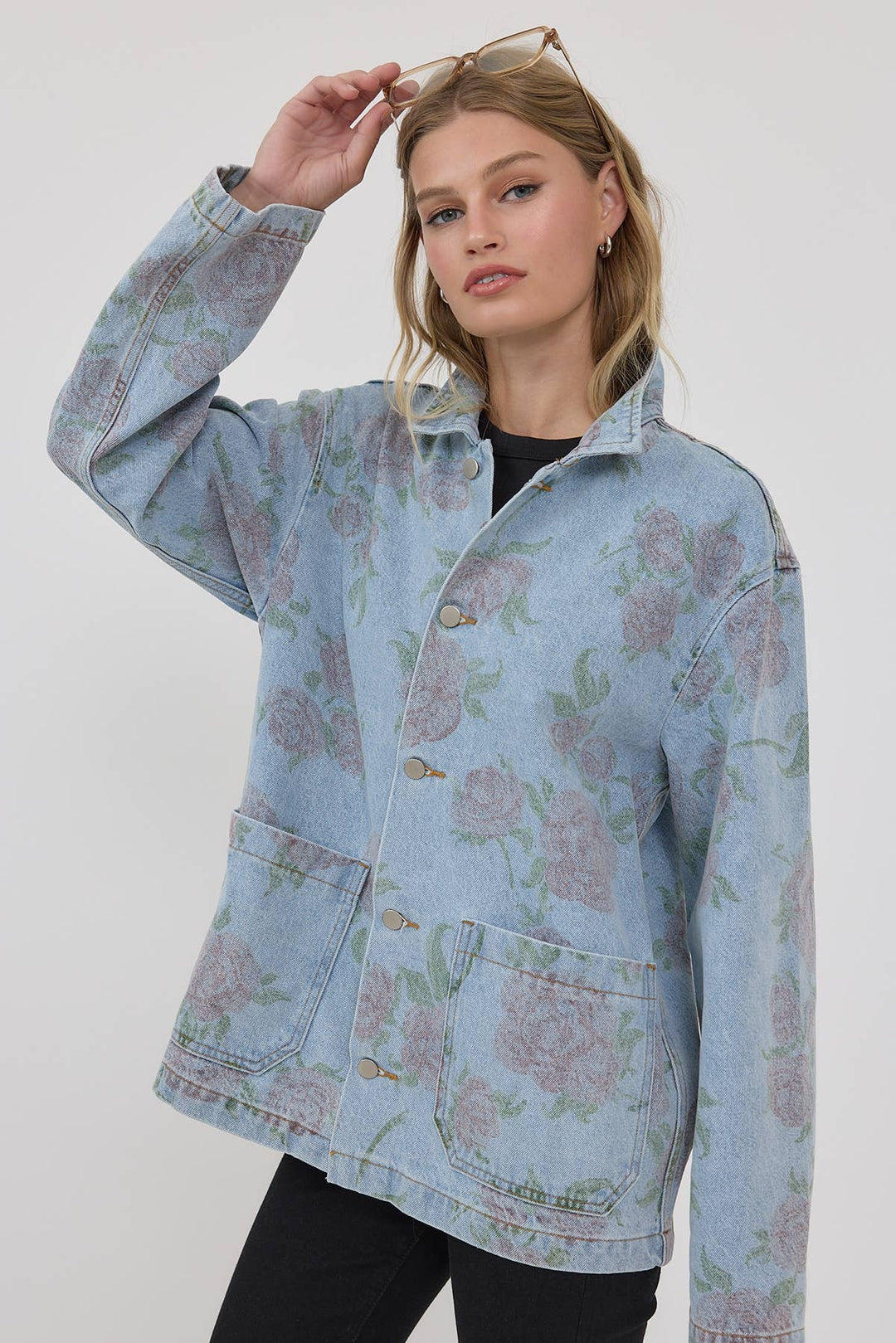 Raisonnel | Floral Printed Denim Jacket