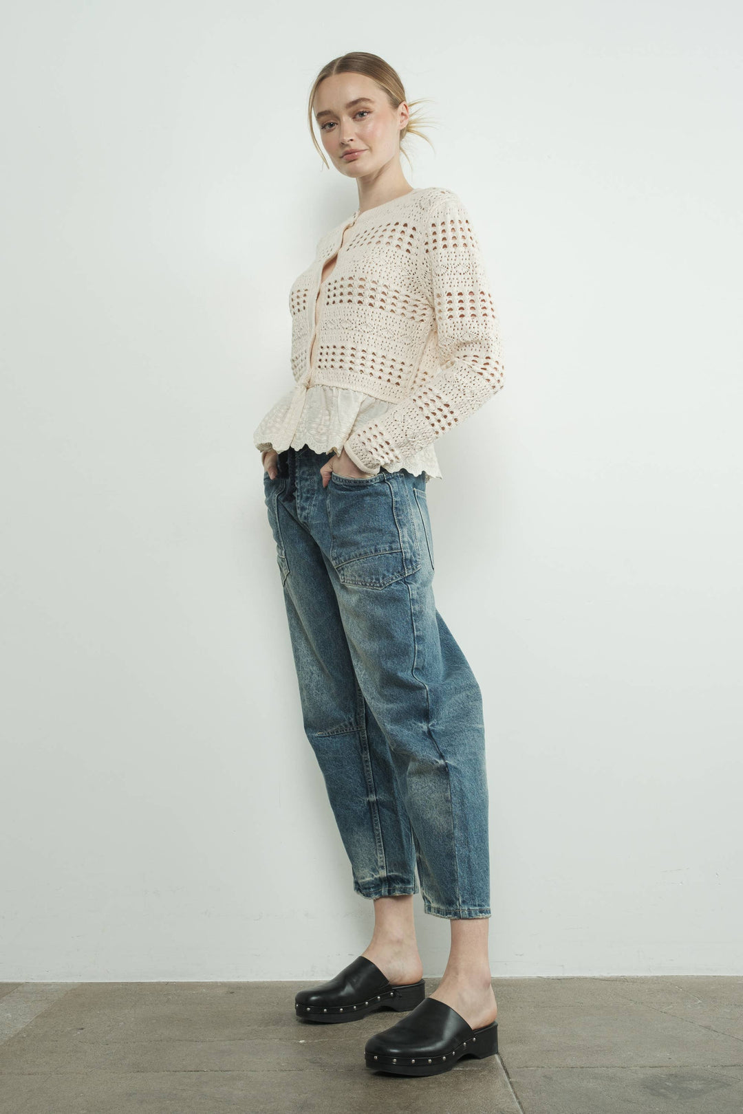 Aaron and Amber | Barrel Denim Pants with Eyelet Waist