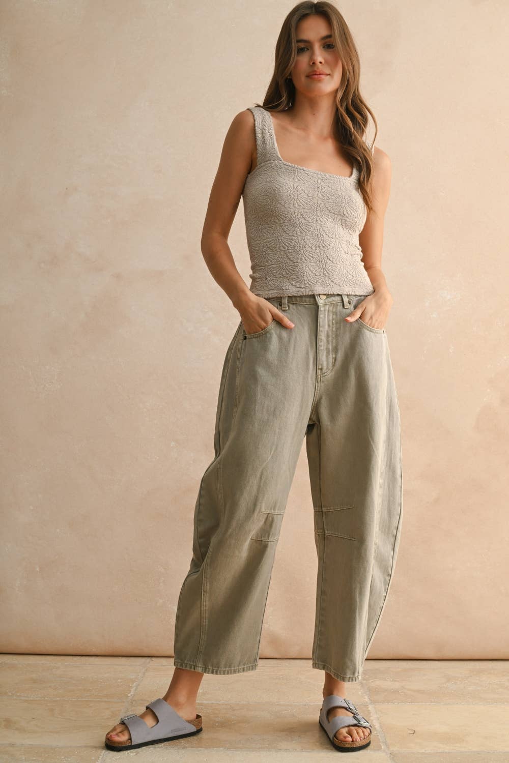 Miou Muse | Washed look detail textured knitted top