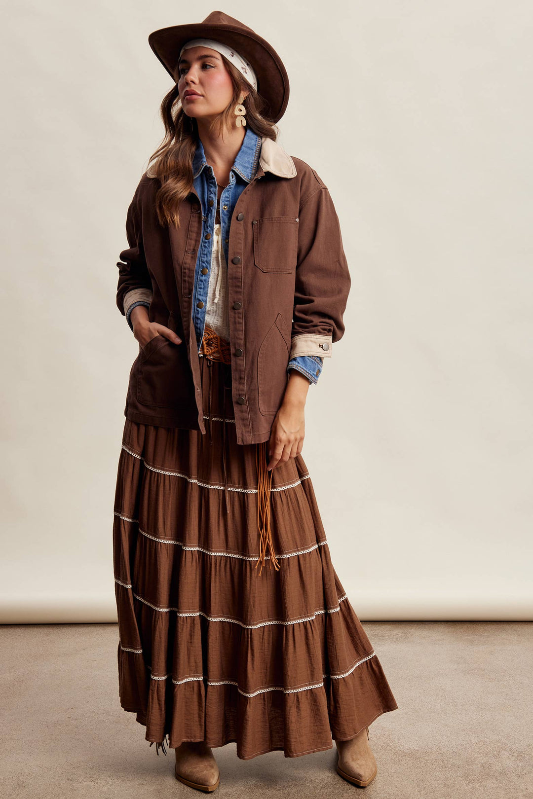Listicle | Contrast Collar Utility Barn Jacket LJ0271