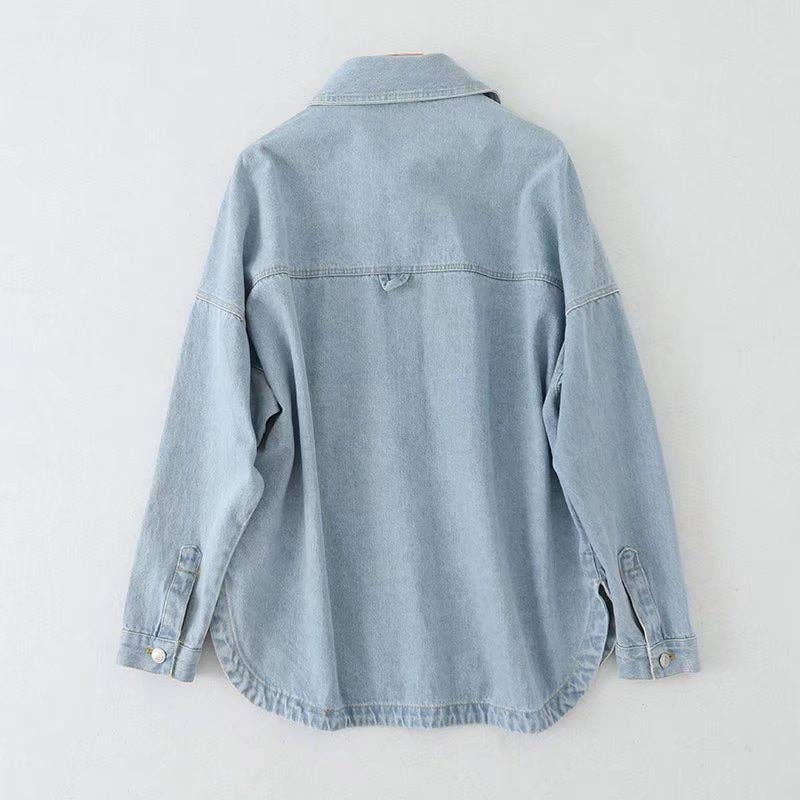 Sweetkama | Ladies Button-Up Pocket Denim Shacket