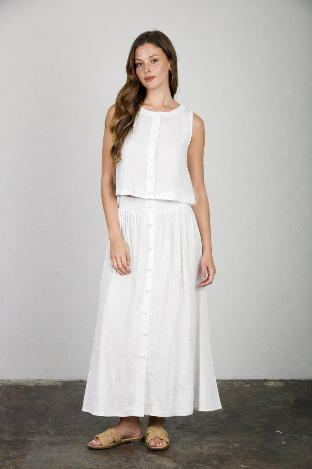 Blu Pepper | Textured Button Down Sleeveless Top