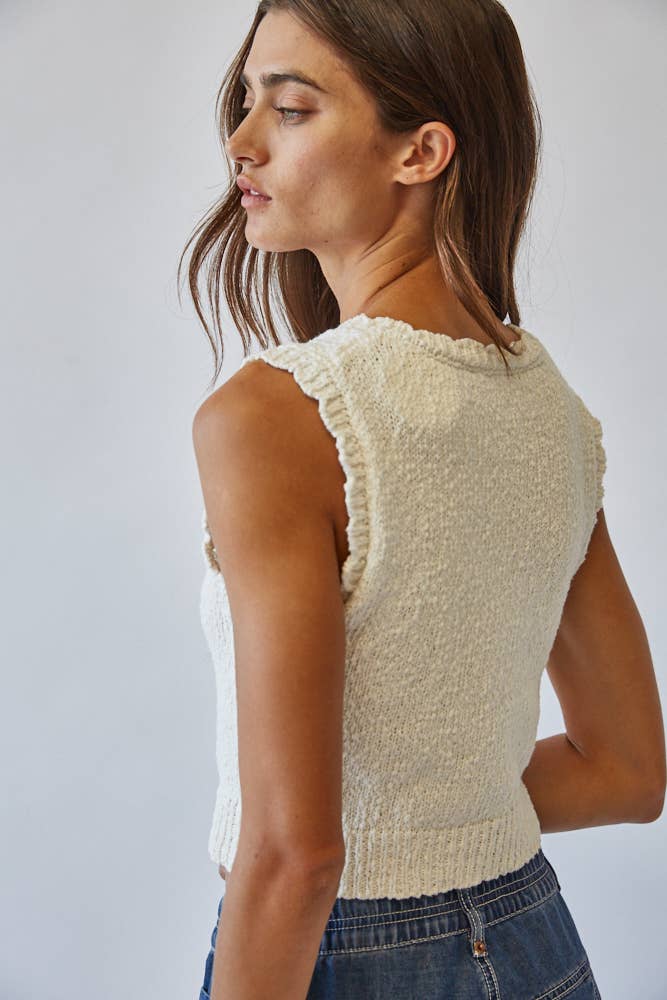 Creamon | Snuggly Cotton Button Knit Vest
