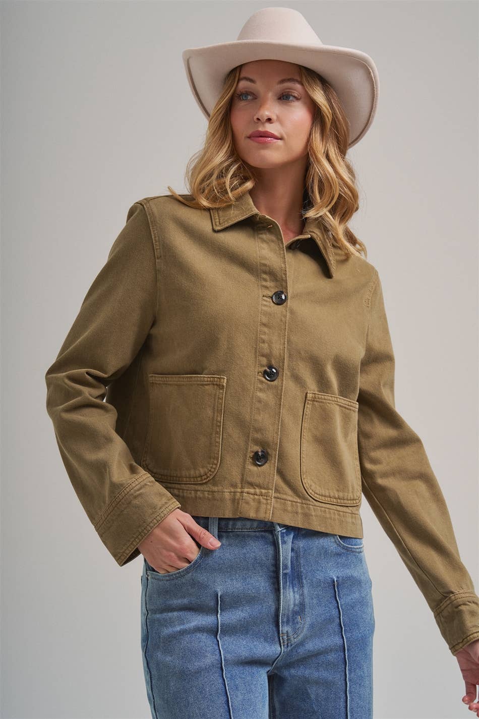 Bon | Cropped Utility Jacket With Patch Pocket