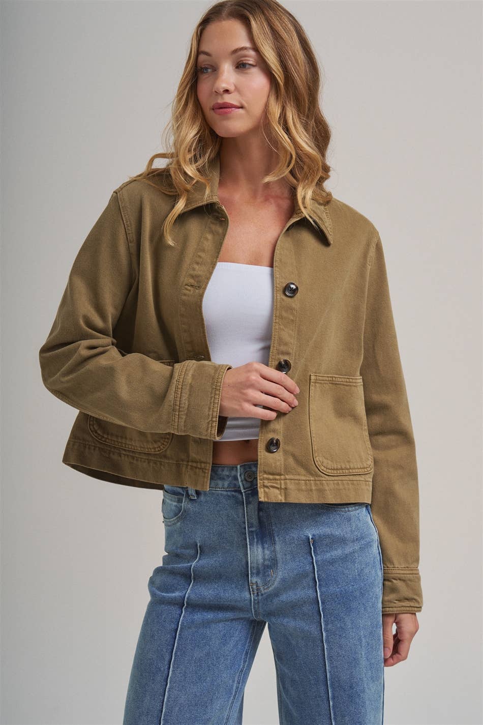 Bon | Cropped Utility Jacket With Patch Pocket