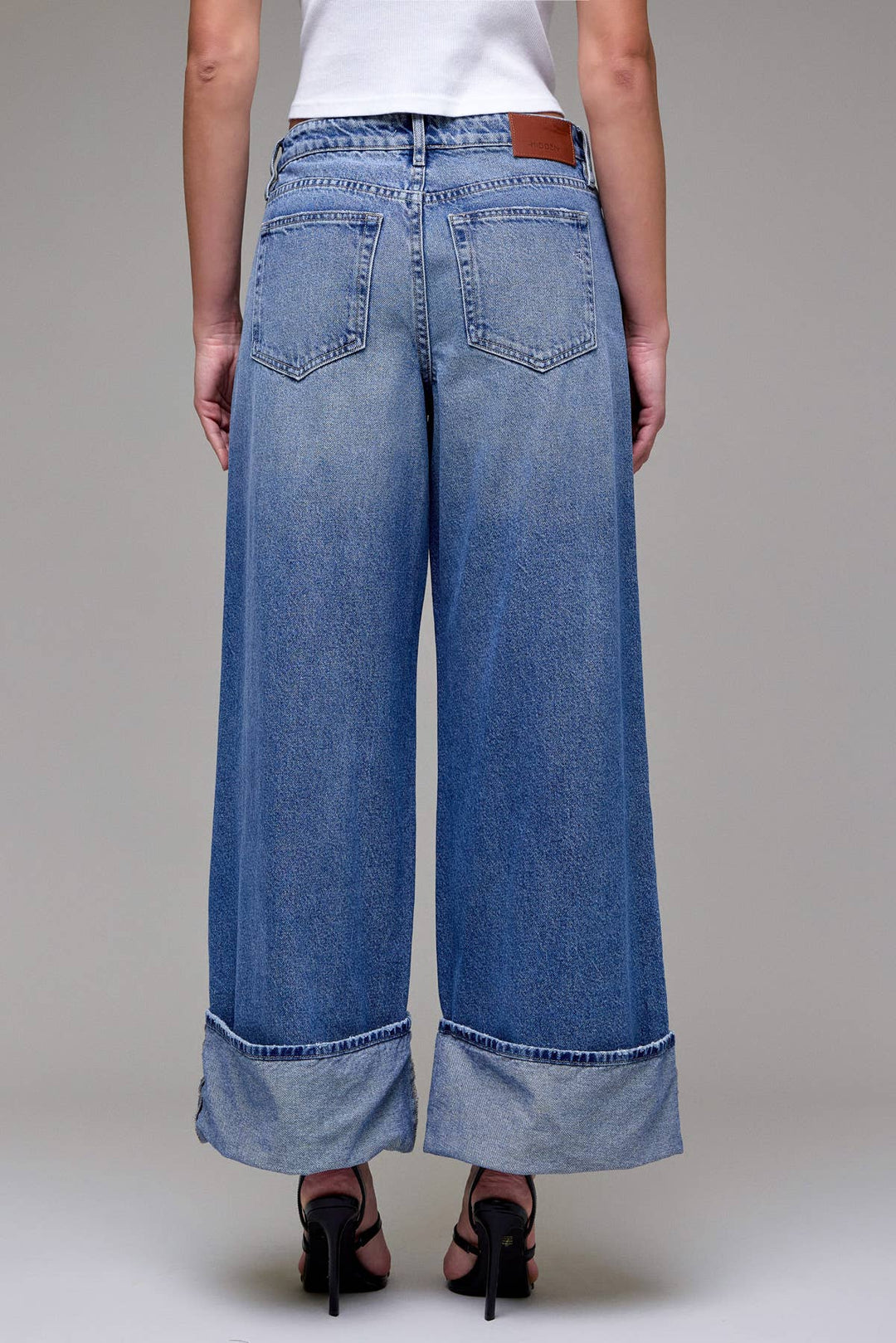 Hidden Jeans | Medium Dark Classic Cuffed High Rise Oversized Wide Leg