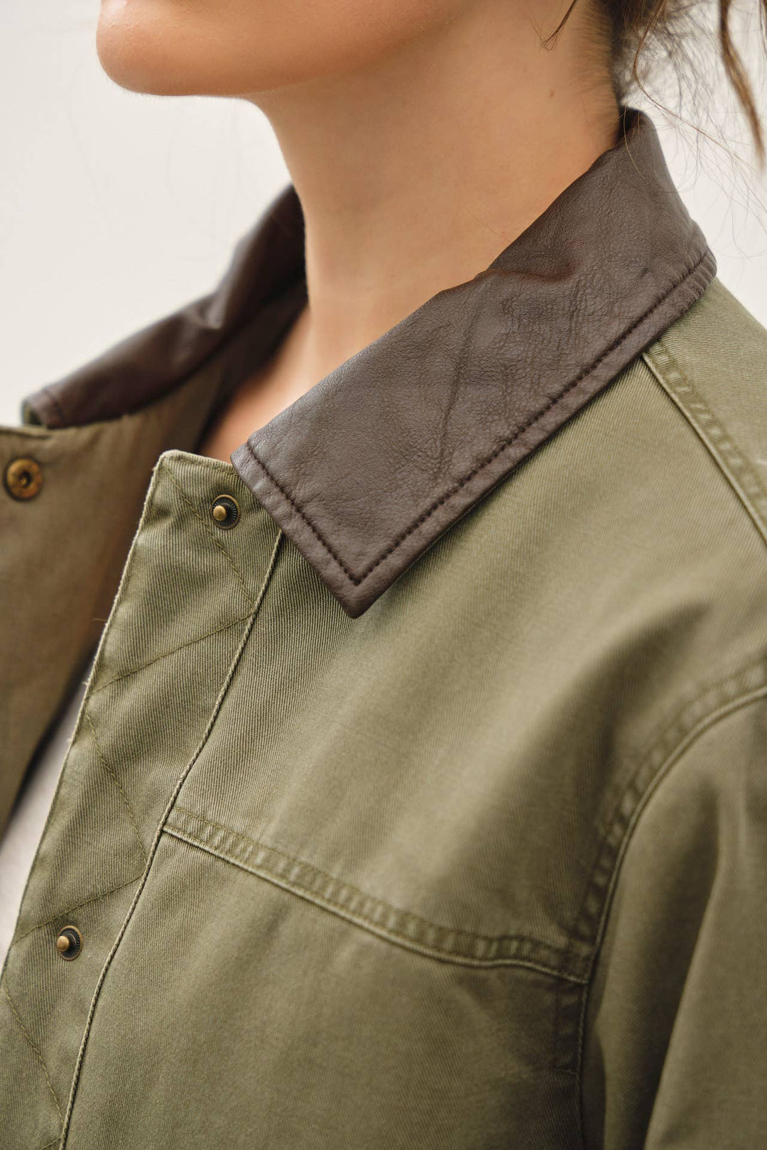 Be Cool | Cotton Chore Jacket With Leather Collar