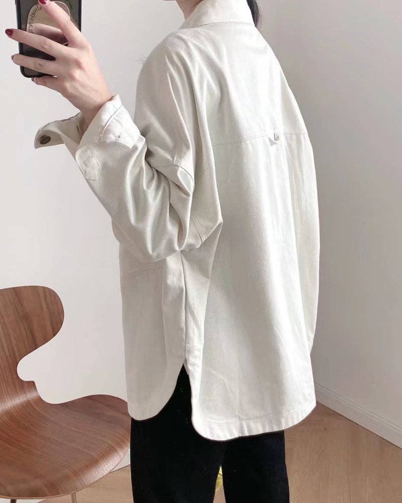 Sweetkama | Ladies Button-Up Pocket Denim Shacket