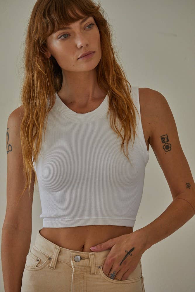 By Together | Knit Seamless Ribbed Round Neck Sleeveless Top