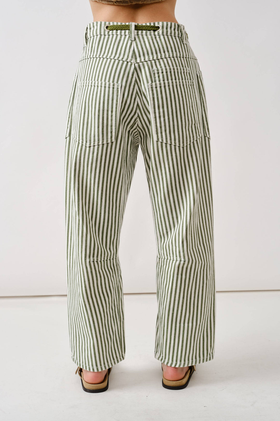 Aaron and Amber | Barrel Denim Pants with Eyelet Waist