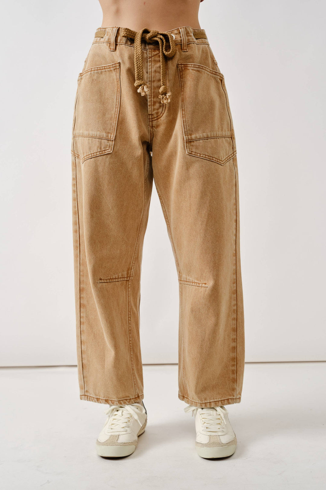Aaron and Amber | Barrel Denim Pants with Eyelet Waist