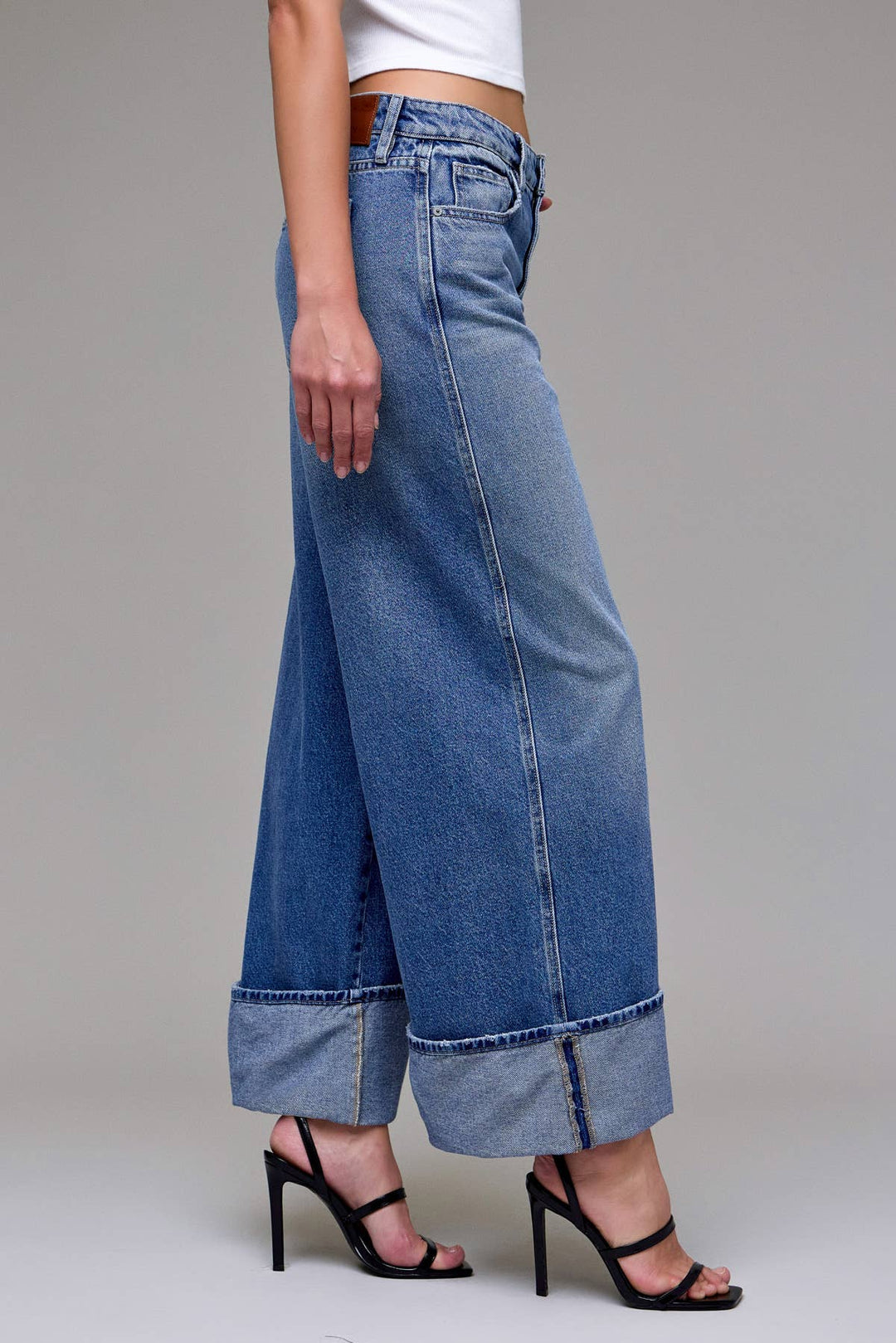 Hidden Jeans | Medium Dark Classic Cuffed High Rise Oversized Wide Leg