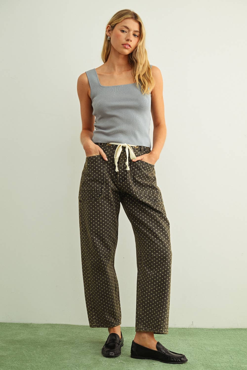Miou Muse | Polka Dot Printed Barrel Pants