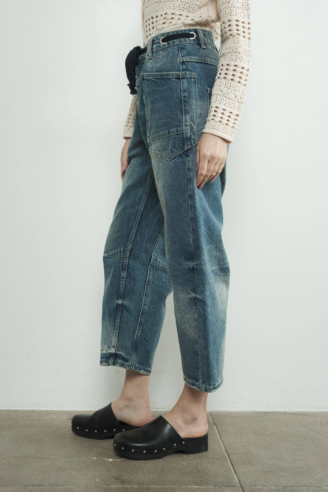 Aaron and Amber | Barrel Denim Pants with Eyelet Waist