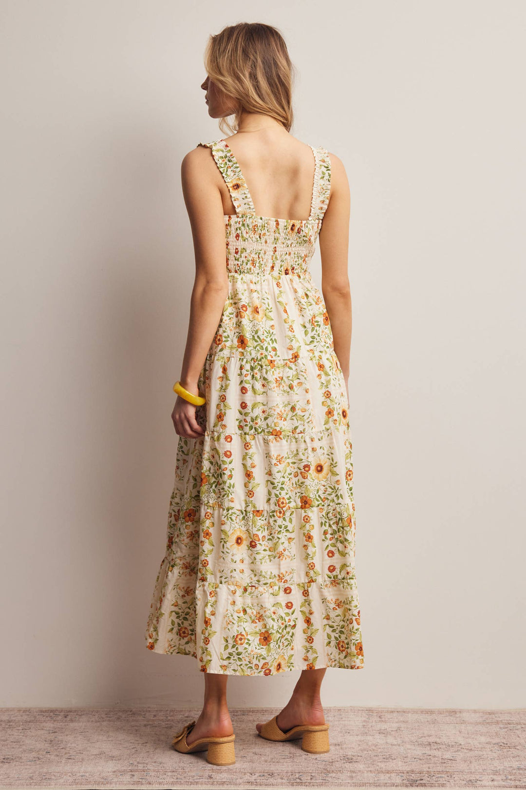 Forte | Floral Smocked Tiered Midi Dress